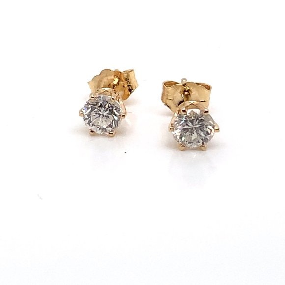 14K Yellow Gold Diamond Stud Earrings (0.76 CTW) - Picture 1 of 3